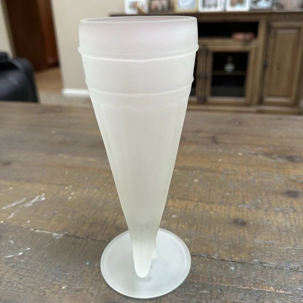 Set of 4 Frosted Glass Viking Horn Goblets Footed‎ Medieval Barware 8